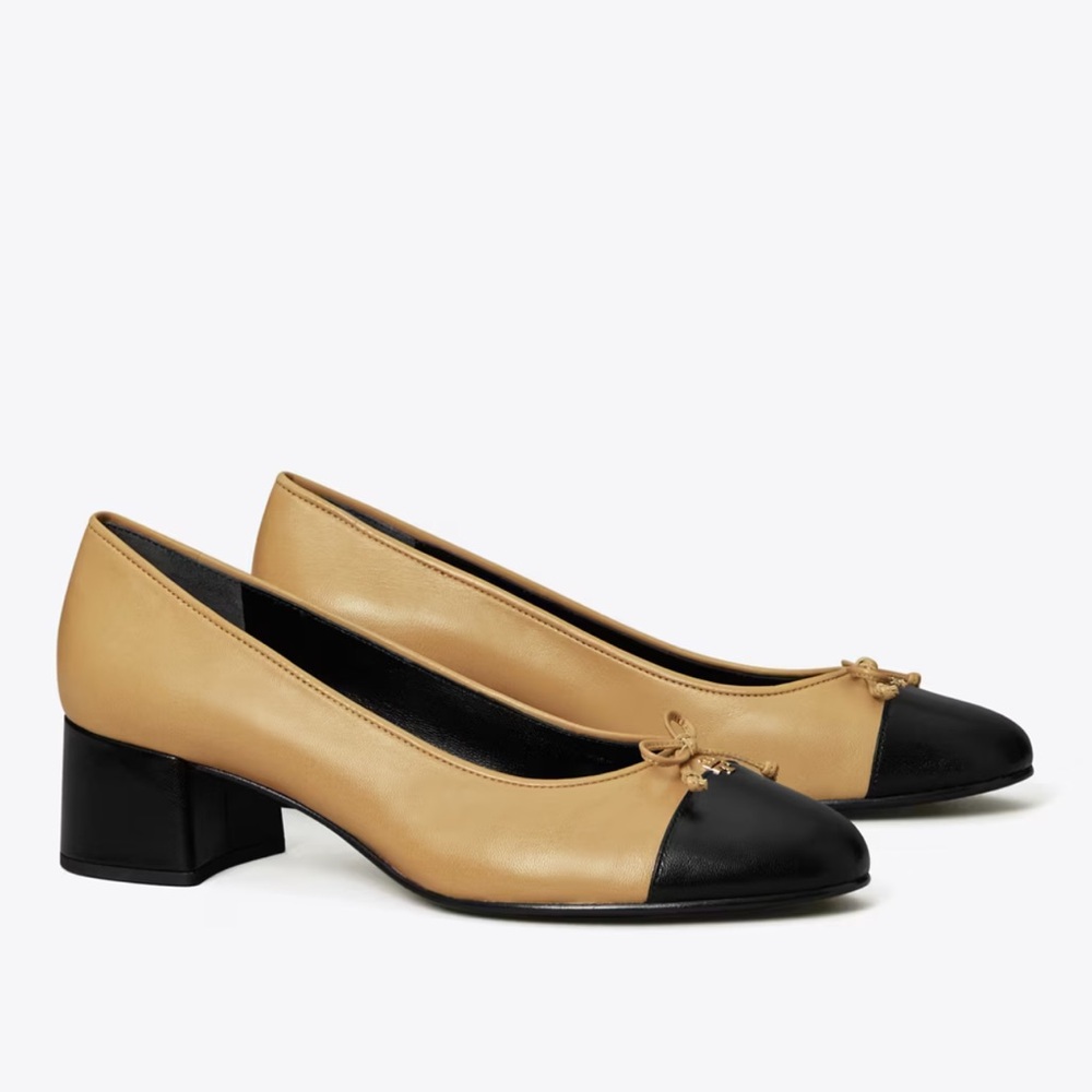 Tory Burch Beige and Black Block Heels